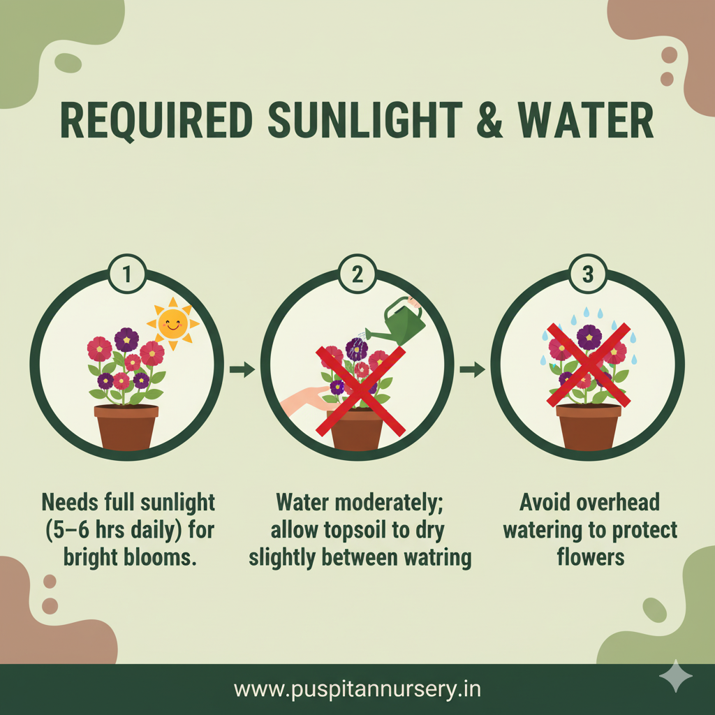 petunia mixed Required Sunlight & Water