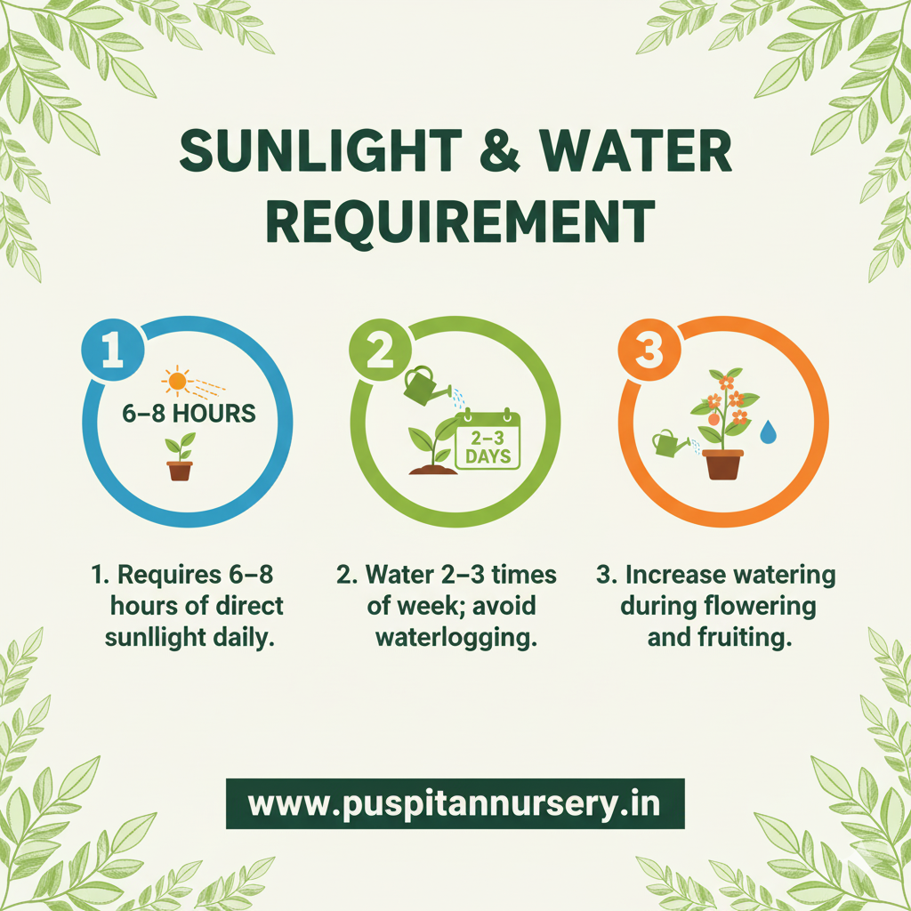red papaya Sunlight & Water Requirement